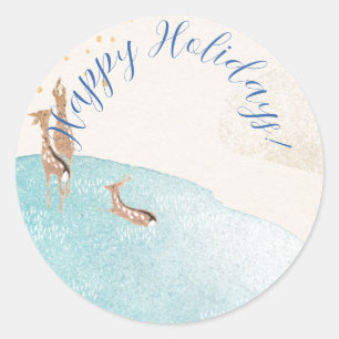 Winter Holiday Rentier Runder Aufkleber