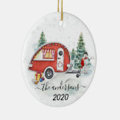 Winter Holiday RV Camper Monogram Family Snow  Keramik Ornament (Rechts)