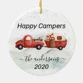 Winter Holiday RV Camper Monogram Happy Campers Keramik Ornament (Hinten)