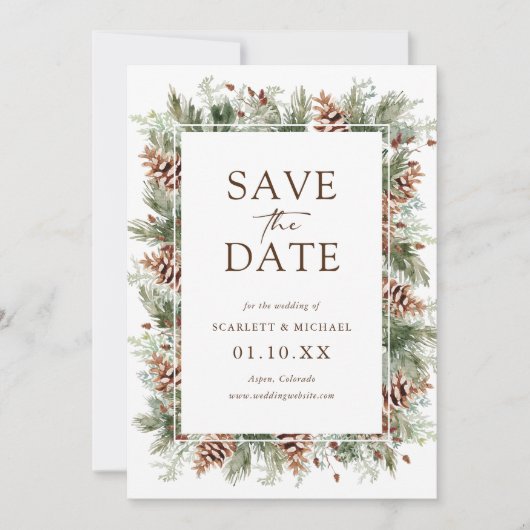 Winter Holiday Save the Date Card (Vorderseite)