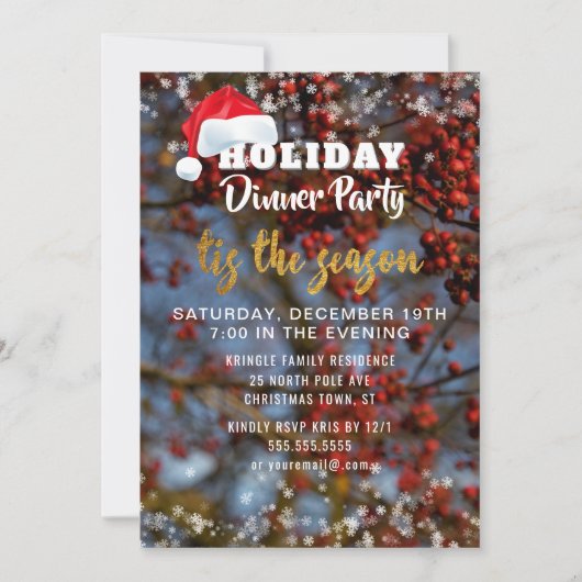 Winter Holiday Season Dinner Party Einladung (Vorderseite)