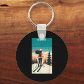 Winter Holiday Ski Christmas X-mas Skiing Skier Wo Schlüsselanhänger (Vorderseite)