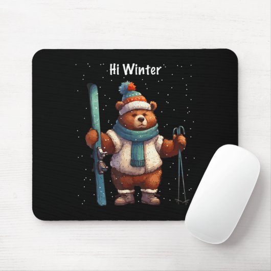 Winter Holiday Skier Animal Christmas Ski Skiing X Mousepad (Mit Mouse)
