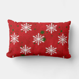 Winter Holiday Snowflake Red Green Starry BG Lendenkissen
