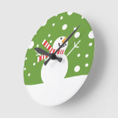 Winter Holiday Snowman Runde Wanduhr (Winkel)