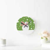 Winter Holiday Snowman Runde Wanduhr (Zuhause)