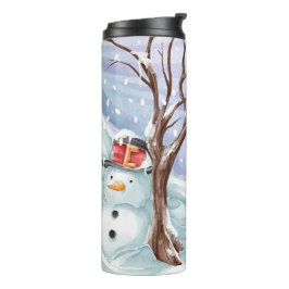 Winter Holiday Snowman Watercolor Thermosbecher