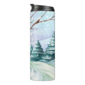 Winter Holiday Snowman Watercolor Thermosbecher (Nach rechts gedreht)