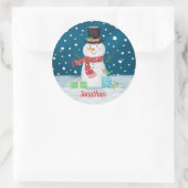 Winter Holiday Snowman Weihnachtsaufkleber Runder Aufkleber (Tasche)