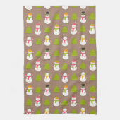 Winter Holiday Snowman Weihnachtsbaum Muster Geschirrtuch (Vertikal)