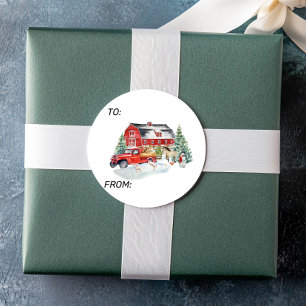 Winter Holiday Stall Tiere Runder Aufkleber