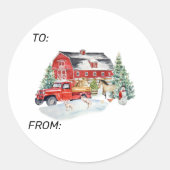 Winter Holiday Stall Tiere Runder Aufkleber (Vorderseite)