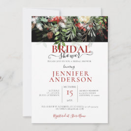 Winter Holiday Watercolor Floral Arrangeur Dusche Einladung