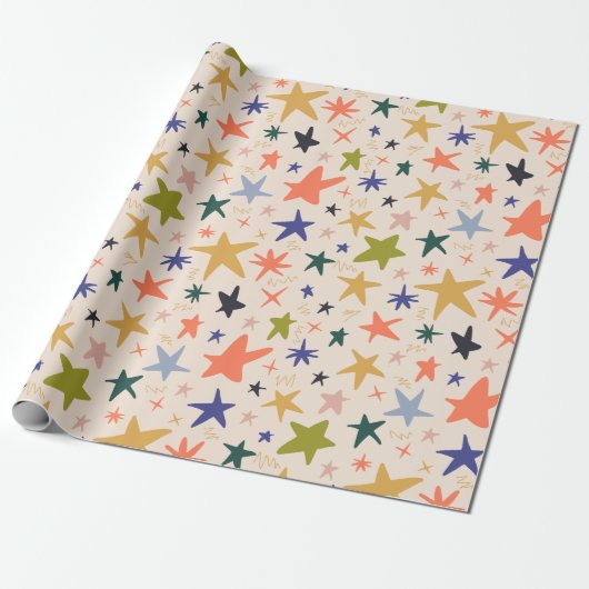 Winter Holiday with Colorful Star Pattern Geschenkpapier (Ungerollt)