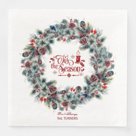 Winter Holiday Wreath 'Das ist die Jahreszeit Mong Serviette