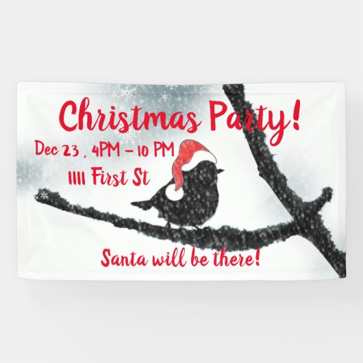 Winter Holidays Bird Snowy Branch Banner (Horizontal)