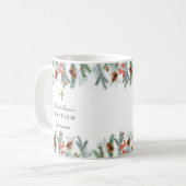 Winter Holidays Grüne Gold Cross Boy Taufe Kaffeetasse (Vorderseite Links)