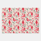 Winter Holidays Kardinal Wrapping Paper Set 3 Geschenkpapier Set (Vorderseite)