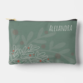 Winter holidays mistletoe personalised name text zubehörtasche