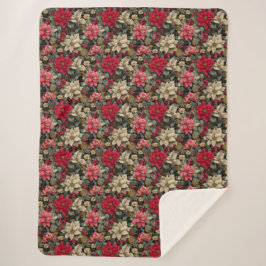 Winter Holidays Poinsettia Floral Sherpadecke