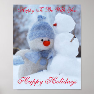 Winter Holidays Snowman Greeting Poster