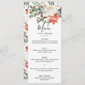 Winter Holly Berries und Floral Weihnachtsessen Menükarte (Vorne/Hinten)