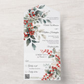 Winter Holly Berry mit QR Code All In One Einladung (Innen Boden)