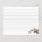 Winter Holly Branch Brautparty Rezeptkarte (Rückseite)