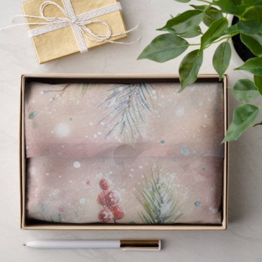 Winter Holly Crown Polar Bear Decoupage Seidenpapier (Geschenk)