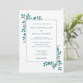Winter Holly Floral Wedding Suite Einladung (Stehend Vorderseite)