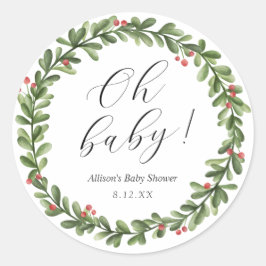 Winter Holly Foliage Babydusche Rundsticker Runder Aufkleber