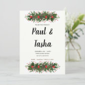 Winter Holly Wedding Einladung (Stehend Vorderseite)