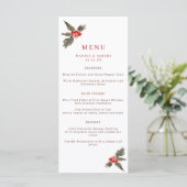 Winter Holly Wedding Menu Menükarte (Stehend Vorderseite)