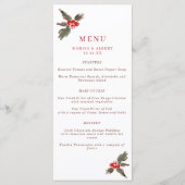 Winter Holly Wedding Menu Menükarte (Vorderseite)