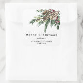 Winter Holly Weihnachtssticker Quadratischer Aufkleber (Tasche)
