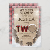 Winter-Holzfäller-Geburtstags-Einladungs-Waldland Einladung (Vorne/Hinten)