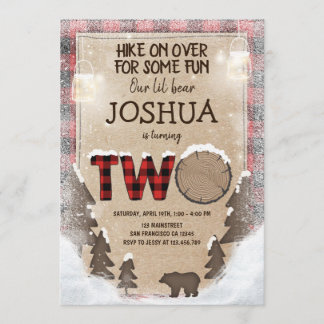 Winter-Holzfäller-Geburtstags-Einladungs-Waldland Einladung