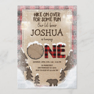 Winter-Holzfäller-Geburtstags-Einladungs-Waldland Einladung