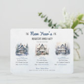 Winter Homes Silvester Progressive Dinner Einladung (Stehend Vorderseite)