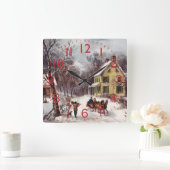 Winter Homestead Quadratische Wanduhr (Zuhause)