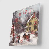 Winter Homestead Quadratische Wanduhr (Winkel)