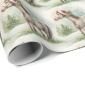 Winter Horse Gift Wrap with Santa Hat Geschenkpapier (Rolleneckpunkt)