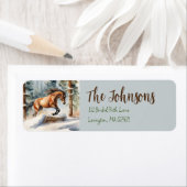 Winter Horse Jumping Weihnachtsadresse Label (Insitu)