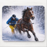 Winter Horse Mouse Pads Mousepad<br><div class="desc">Dynamic winter horse skijoring design capturing  the beauty,  strength and motion of this exciting sport. Perfect for horse lovers,  equestrian enthusiasts and fans of powerful horse imagery.</div>