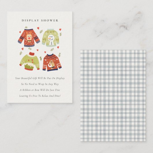 Winter Hört Ugly Sweater Display Babydusche Begleitkarte (Vorne/Hinten)