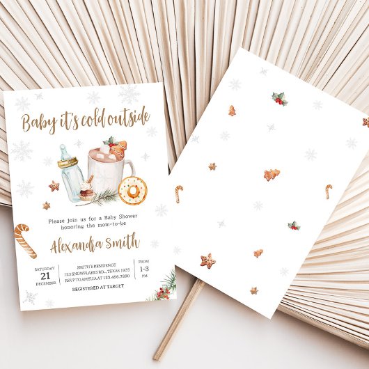 Winter Hot Cocoa Baby mit kalter Außendusche Einladung