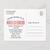 Winter Hot Kakao Party Save the Date Rot Ankündigungspostkarte (Rückseite)