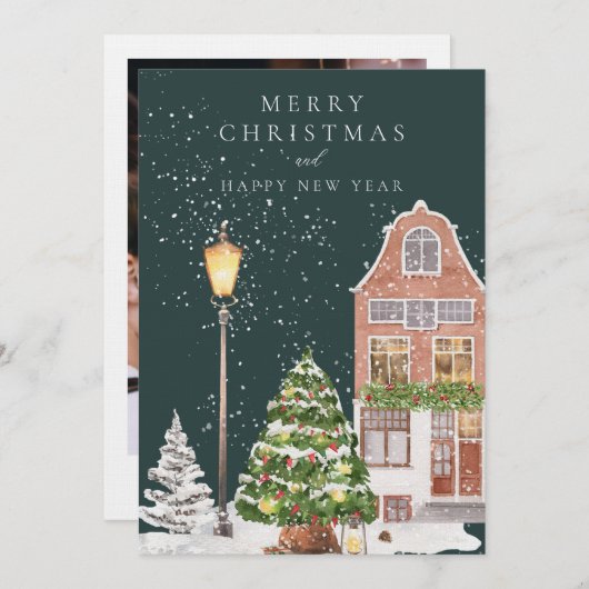 Winter House Foto Weihnachtskarte Einladung (Vorne/Hinten)