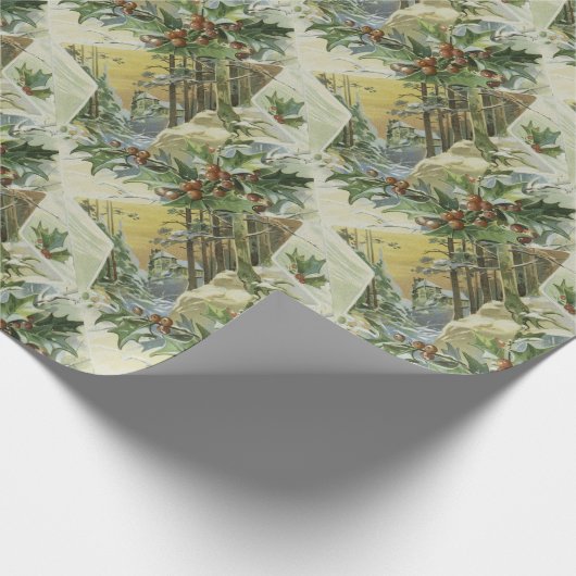 Winter House Vintage Illustration Geschenkpapier (Ecke)