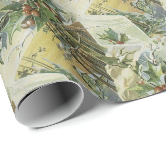 Winter House Vintage Illustration Geschenkpapier (Rolleneckpunkt)